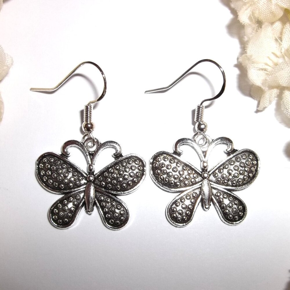 Silver Butterfly Earrings Dangle Drop Jewelry Gift Set For Her Girl Woman C878